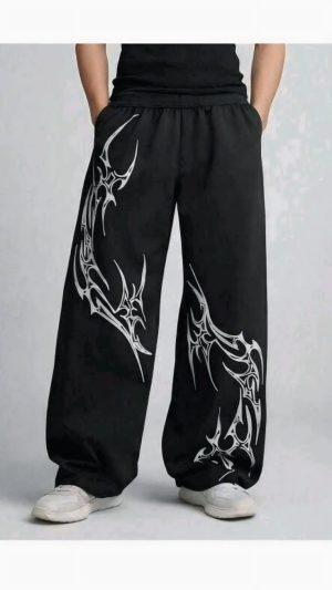 Oversized Tribal Print Track Pants _ Men's Baggy Streetwear Gym Wear MEN'S JOGGERS